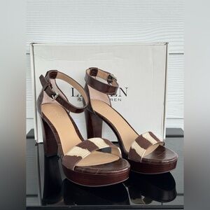 Lauren Ralph Lauren Brown and Cream Heeled Sandals
